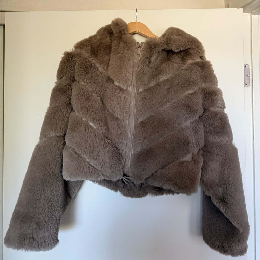 BuffBunny Taupe Faux Fur Jacket